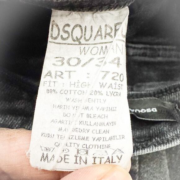 Dsquared2 High Waist Black Charcoal Denim Jeans Size Article 720 30 x 34 Italy - Picture 7 of 8